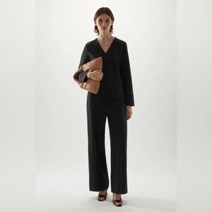 COS Black Long Sleeve Tuxedo-style Jumpsuit